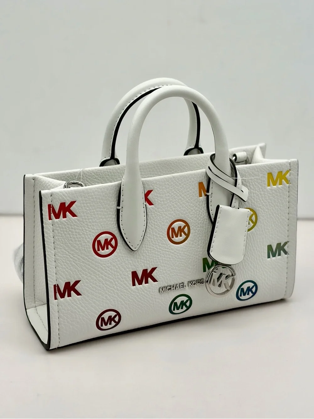 Michael Kors Mirella Small Rainbow Logo Embossed Convertible Crossbody Bag